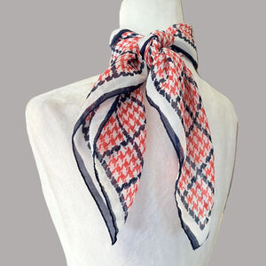 Vintage Morsly NY Houndstooth Scarf Red White Blue
